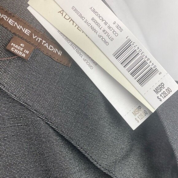 Adrienne Vittadini Women's NWT Black Grey Minimalist Belted Sheath Dress 6/C34 - Picture 5 of 11